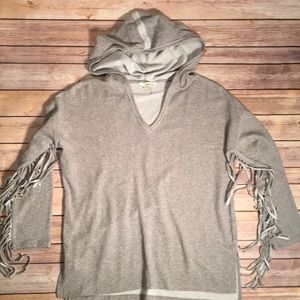 entro Gray Heather Fringe Hoodie